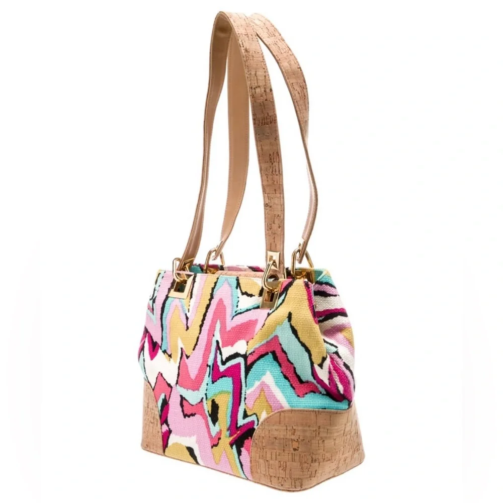 Stuart Weitzman pattern canvas shoulder bag - Picture 3 of 7